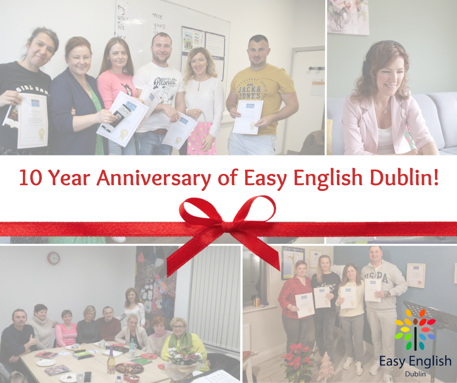 This image has an empty alt attribute; its file name is 10-Year-Anniversary-of-Easy-English-Dublin.png